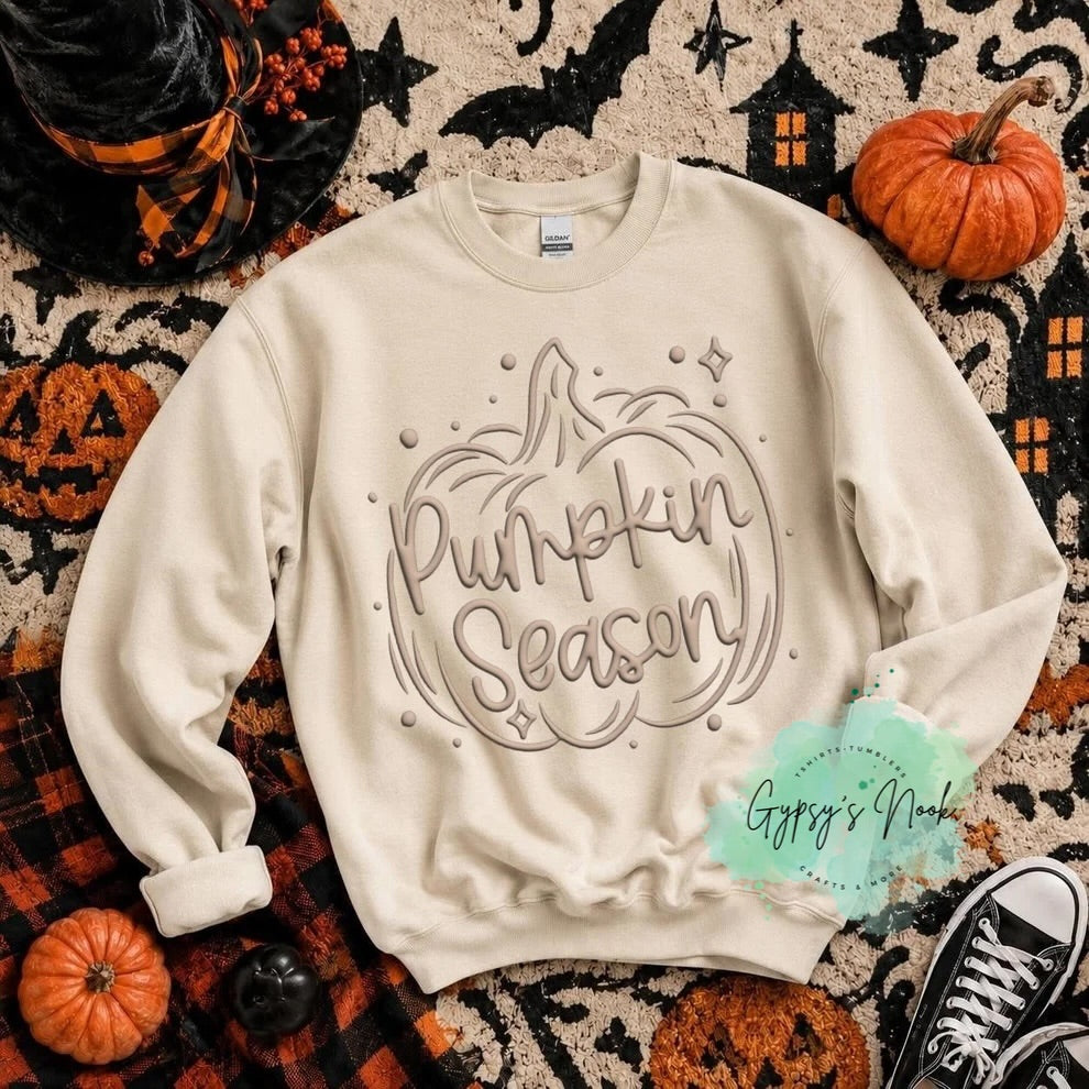 "Pumpkin Season" Puff Print Crewneck Sweatshirt