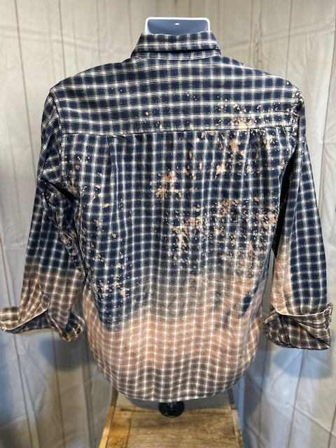 Blue/white bleached flannel-Large