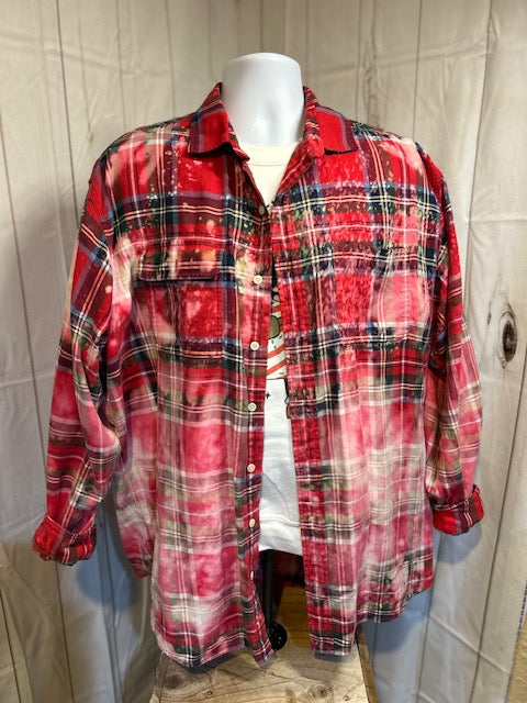 Red Bleached flannel XL